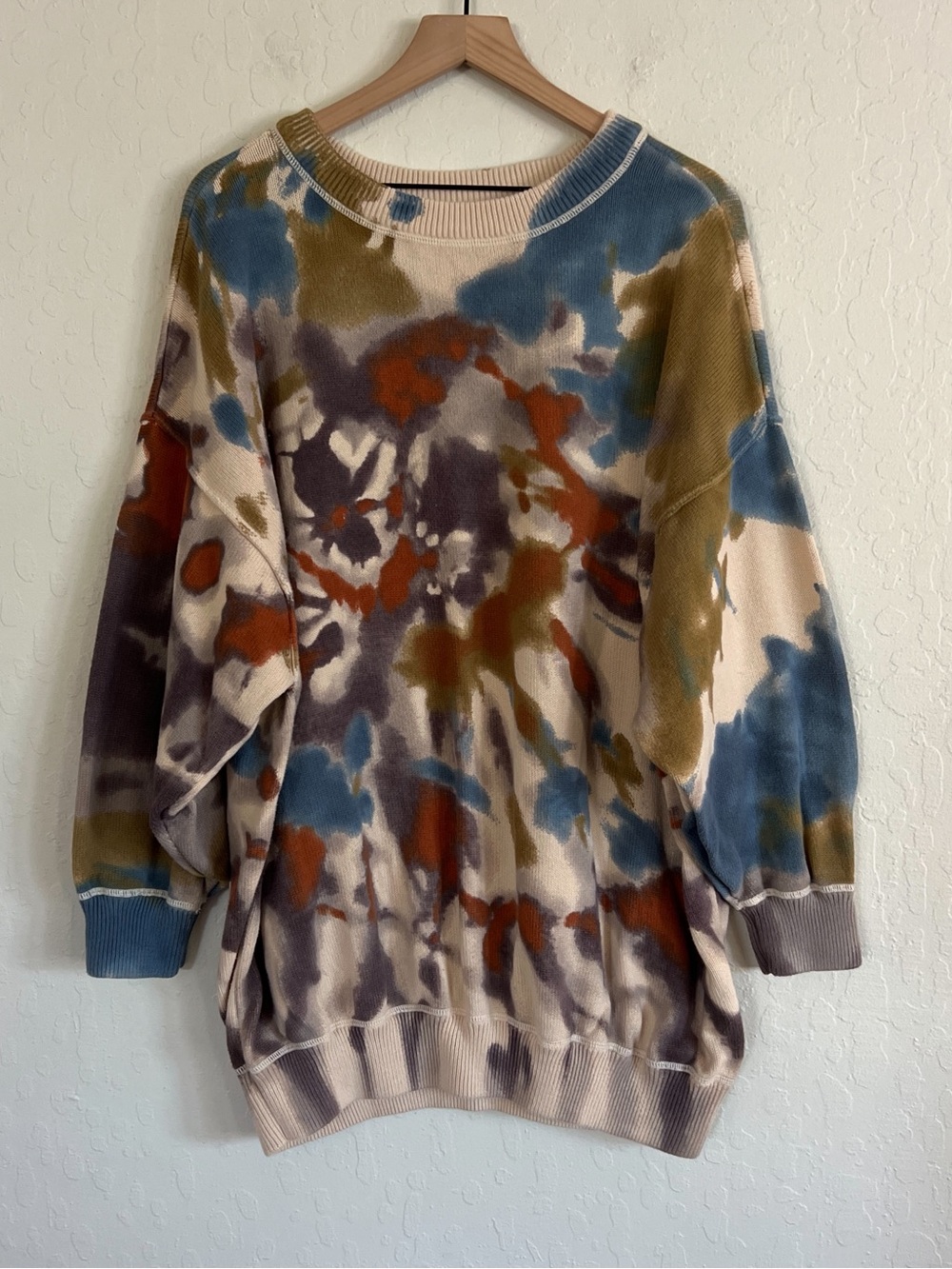 Natural Life Taylor Sunset Oversized Cotton Crewneck Sweater L/XL Tie Dye Boho - Picture 4 of 9